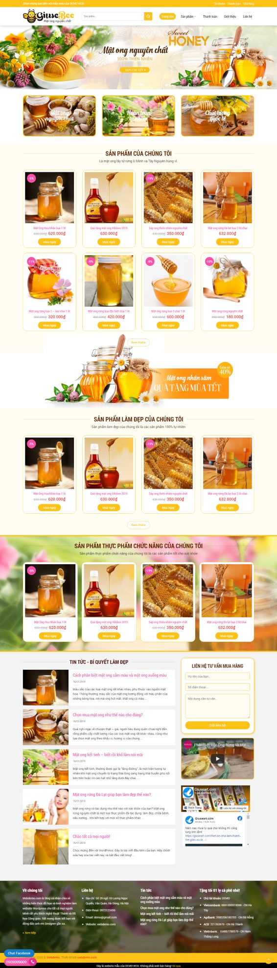 Thiết kế website shop mật ong nguyên chất