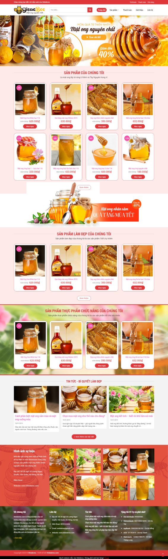 Thiết kế website shop mật ong nguyên chất 2